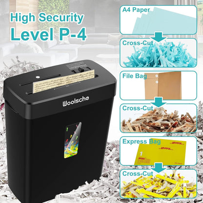 Woolsche Paper Shredder,10 Sheet Cross Cut With 3.43-Gallon Basket,P4 Security Level,3 Mode Design,Shreds CD And Credit Card,Durable, Fast, And Jam Proof For Home Office