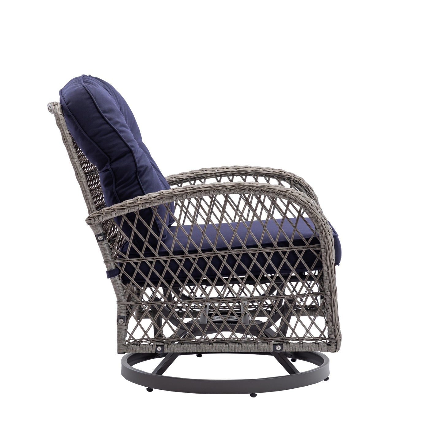 3pc Outdoor Swivel Rocker Patio Chairs 360  Rocking Set With Thick Cushions