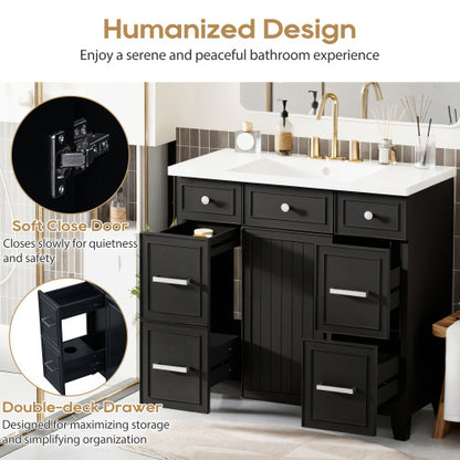 Bathroom Vanity Cabinet With Sink Top Combo Set , Black ,Single Sink,Shaker Cabinet With Soft Closing Door And 3 Drawers
