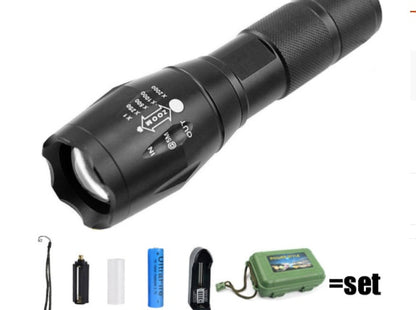 Strong Light Flashlight Rechargeable Waterproof for Camping Premium Super Bright Flashlight