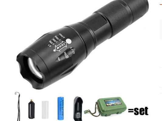 Strong Light Flashlight Rechargeable Waterproof for Camping Premium Super Bright Flashlight