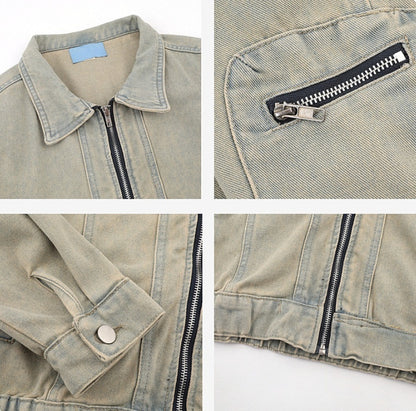 Mud colour Denim Coat For Men