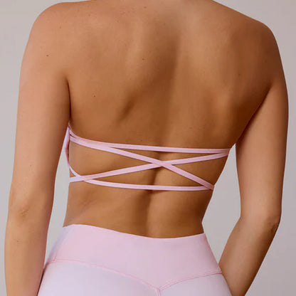 Sports Workout Beauty Back Tube Top With Chest Pad Yoga Vest