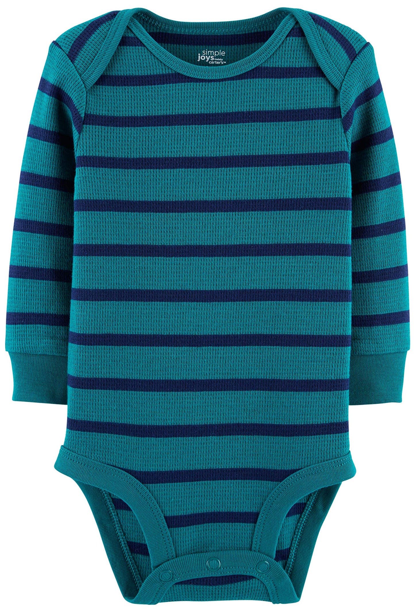 Simple Joys by Carter's Boys' 4-Pack Soft Thermal Long Sleeve Bodysuits, Grey Heather/Blue Heather/Stripes, 3-6 Months