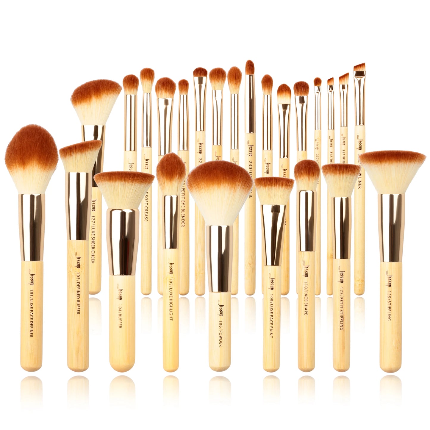 Jessup Professional Makeup Brushes Set Foundation Powder Eyeshadow Liner Blending Brush Make Up Tools Kit Bamboo Synthetic Hair