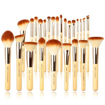 Jessup Professional Makeup Brushes Set Foundation Powder Eyeshadow Liner Blending Brush Make Up Tools Kit Bamboo Synthetic Hair