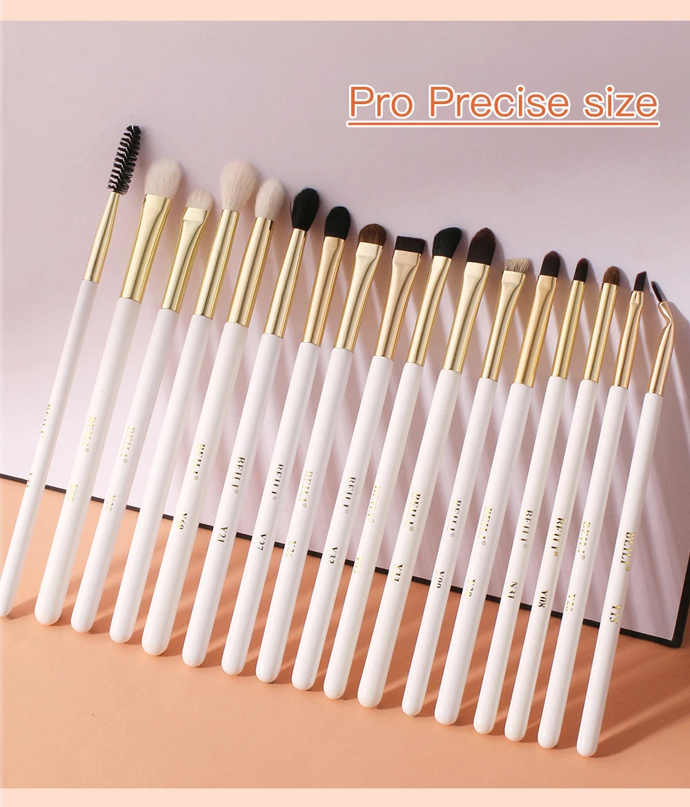 BEILI White Golden Makeup Brushes Set Professional Goat Hair Foundation Contour Bronzer Blush Kakubi Beauty brochas maquillaje
