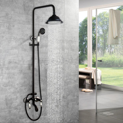New Arrival Bathroom Black Shower Set doccia Wall Mounted 8" Rainfall Shower Mixer Tap Faucet with 3-functions Mixer Valve sets