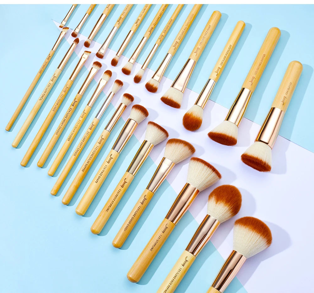 Jessup Professional Makeup Brushes Set Foundation Powder Eyeshadow Liner Blending Brush Make Up Tools Kit Bamboo Synthetic Hair