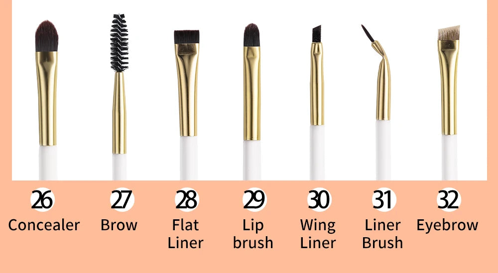 BEILI White Golden Makeup Brushes Set Professional Goat Hair Foundation Contour Bronzer Blush Kakubi Beauty brochas maquillaje