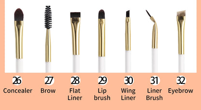 BEILI White Golden Makeup Brushes Set Professional Goat Hair Foundation Contour Bronzer Blush Kakubi Beauty brochas maquillaje