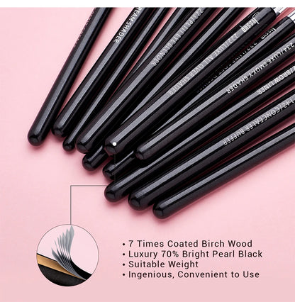 Jessup Eye Makeup Brushes Set 15pcs Precise Eyeshadow Brush Eyebrow EyeLiner Blending Concealer Natural Synthetic Black T177