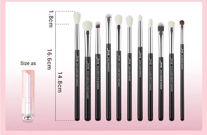 Jessup Eye Makeup Brushes Set 15pcs Precise Eyeshadow Brush Eyebrow EyeLiner Blending Concealer Natural Synthetic Black T177