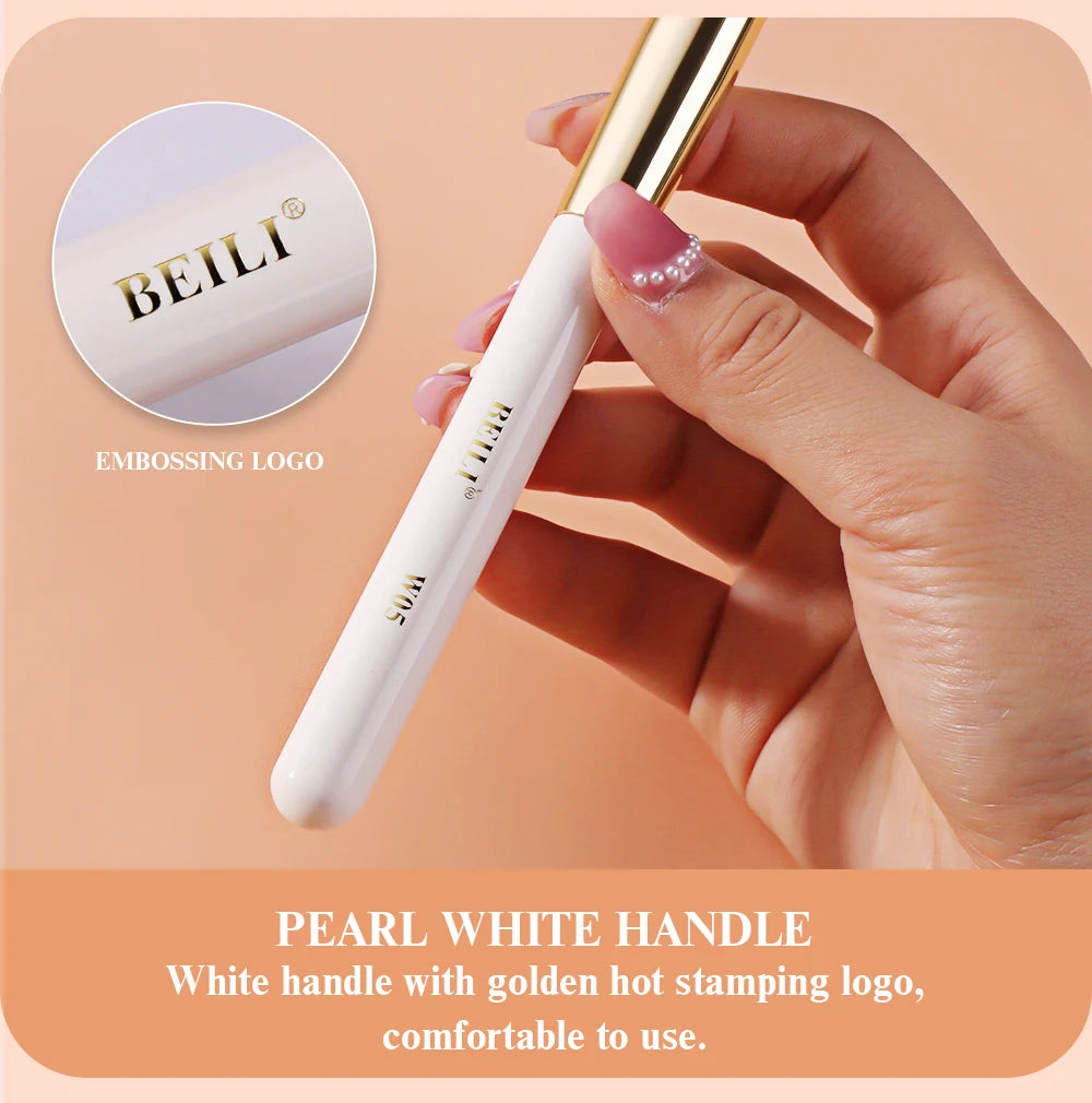 BEILI White Golden Makeup Brushes Set Professional Goat Hair Foundation Contour Bronzer Blush Kakubi Beauty brochas maquillaje