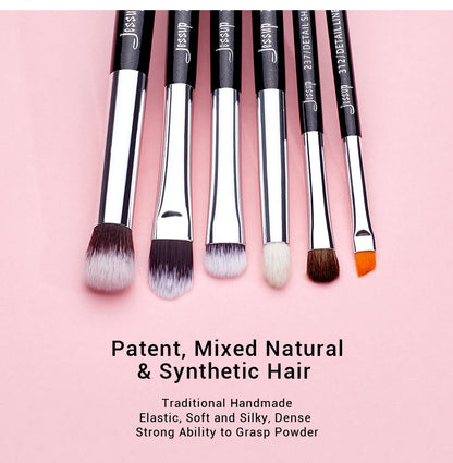 Jessup Eye Makeup Brushes Set 15pcs Precise Eyeshadow Brush Eyebrow EyeLiner Blending Concealer Natural Synthetic Black T177