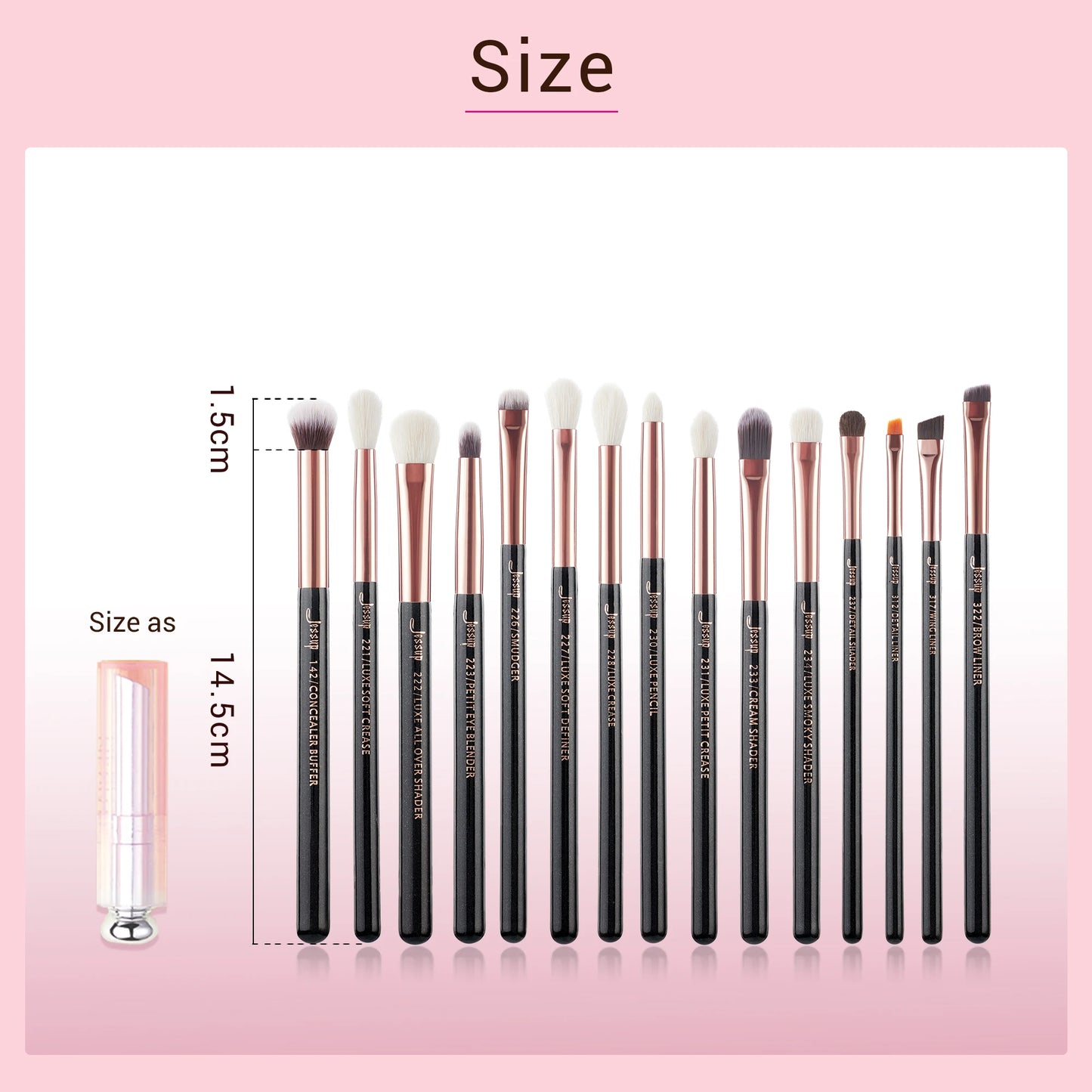 Jessup Makeup Brushes Set 15pcs Make up Brush Tools kit Eye Liner Shader natural-synthetic hair Rose Gold/Black T157