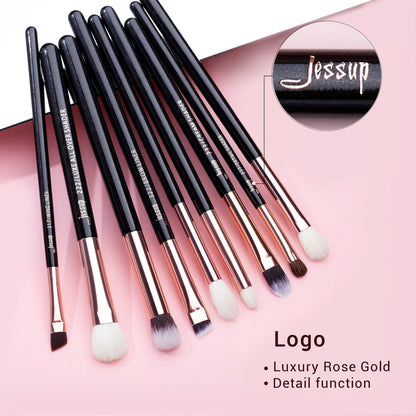 Jessup Makeup Brushes Set 15pcs Make up Brush Tools kit Eye Liner Shader natural-synthetic hair Rose Gold/Black T157