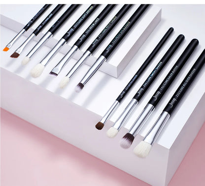Jessup Eye Makeup Brushes Set 15pcs Precise Eyeshadow Brush Eyebrow EyeLiner Blending Concealer Natural Synthetic Black T177