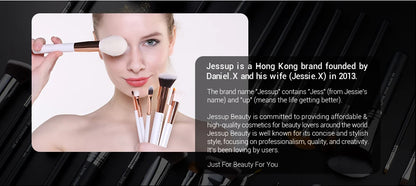 Jessup Professional Makeup Brushes Set Foundation Powder Eyeshadow Liner Blending Brush Make Up Tools Kit Bamboo Synthetic Hair