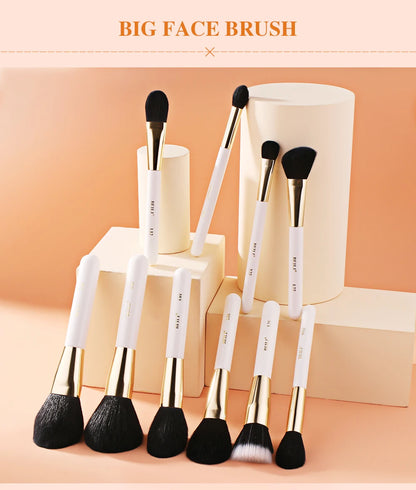 BEILI White Golden Makeup Brushes Set Professional Goat Hair Foundation Contour Bronzer Blush Kakubi Beauty brochas maquillaje