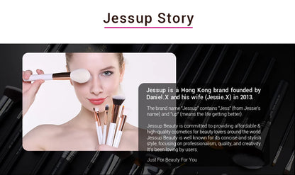 Jessup Eye Makeup Brushes Set 15pcs Precise Eyeshadow Brush Eyebrow EyeLiner Blending Concealer Natural Synthetic Black T177