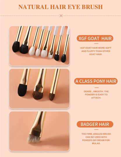 BEILI White Golden Makeup Brushes Set Professional Goat Hair Foundation Contour Bronzer Blush Kakubi Beauty brochas maquillaje