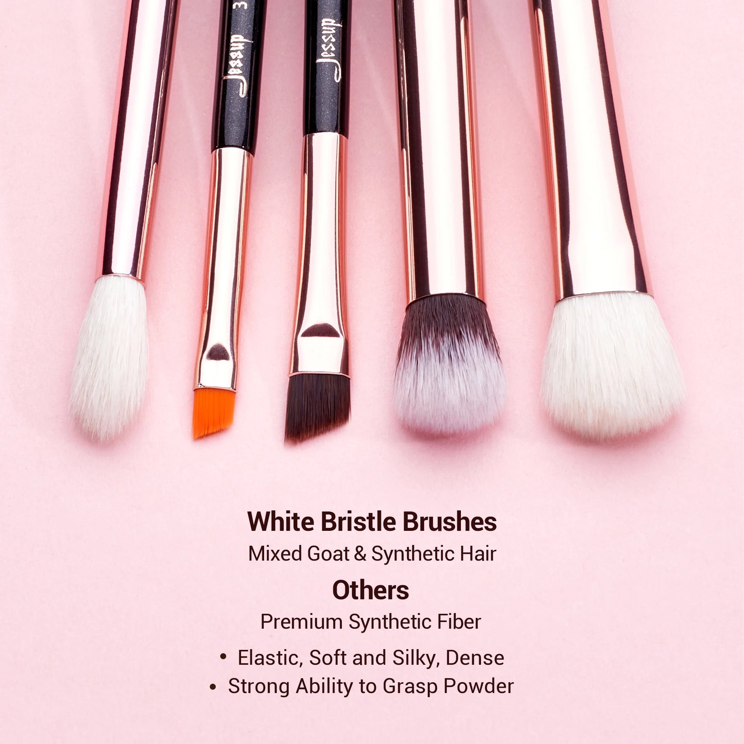 Jessup Makeup Brushes Set 15pcs Make up Brush Tools kit Eye Liner Shader natural-synthetic hair Rose Gold/Black T157