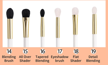 BEILI White Golden Makeup Brushes Set Professional Goat Hair Foundation Contour Bronzer Blush Kakubi Beauty brochas maquillaje