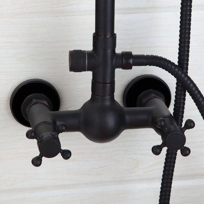 New Arrival Bathroom Black Shower Set doccia Wall Mounted 8" Rainfall Shower Mixer Tap Faucet with 3-functions Mixer Valve sets