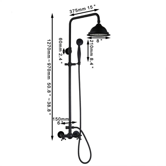 New Arrival Bathroom Black Shower Set doccia Wall Mounted 8" Rainfall Shower Mixer Tap Faucet with 3-functions Mixer Valve sets