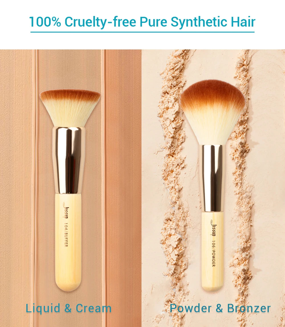 Jessup Professional Makeup Brushes Set Foundation Powder Eyeshadow Liner Blending Brush Make Up Tools Kit Bamboo Synthetic Hair