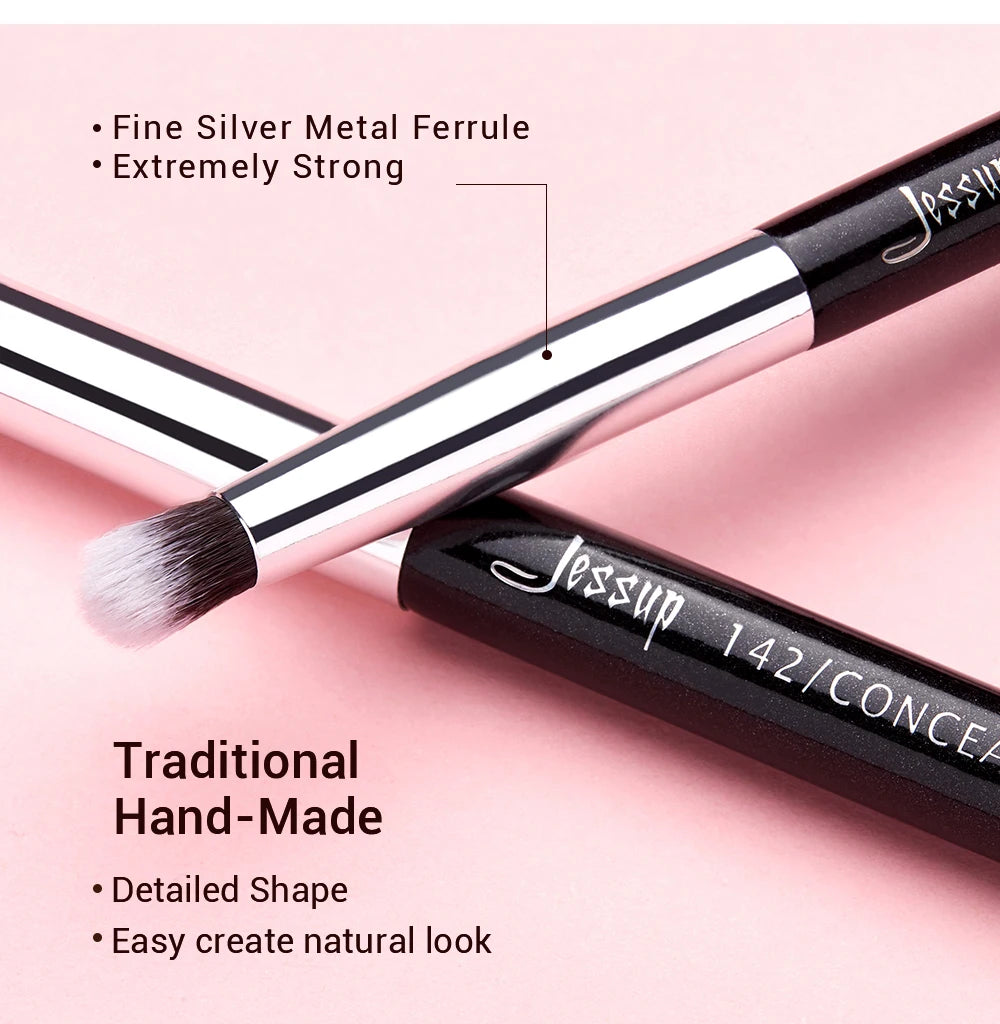 Jessup Eye Makeup Brushes Set 15pcs Precise Eyeshadow Brush Eyebrow EyeLiner Blending Concealer Natural Synthetic Black T177