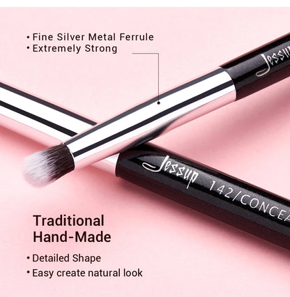 Jessup Eye Makeup Brushes Set 15pcs Precise Eyeshadow Brush Eyebrow EyeLiner Blending Concealer Natural Synthetic Black T177