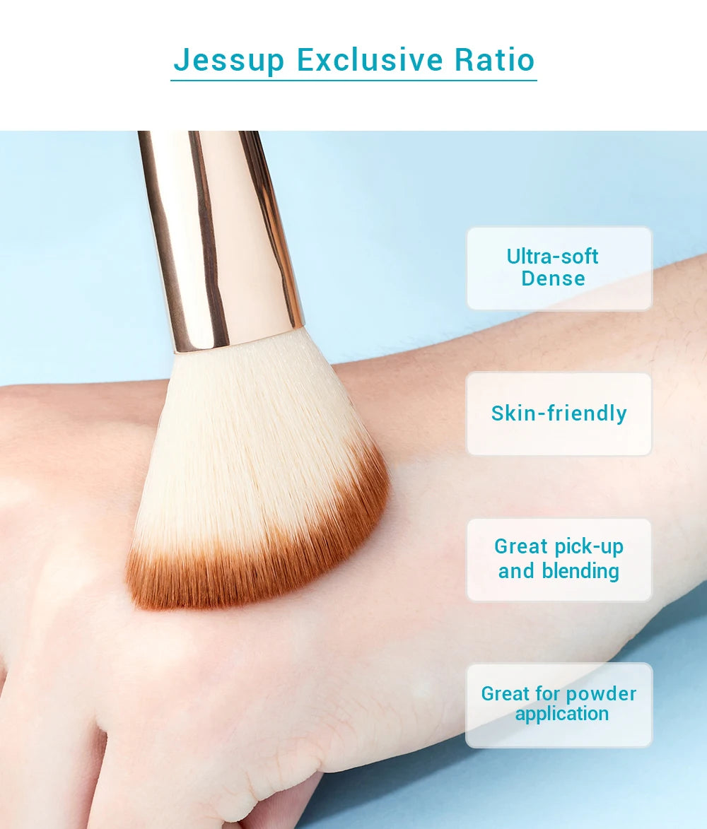 Jessup Professional Makeup Brushes Set Foundation Powder Eyeshadow Liner Blending Brush Make Up Tools Kit Bamboo Synthetic Hair
