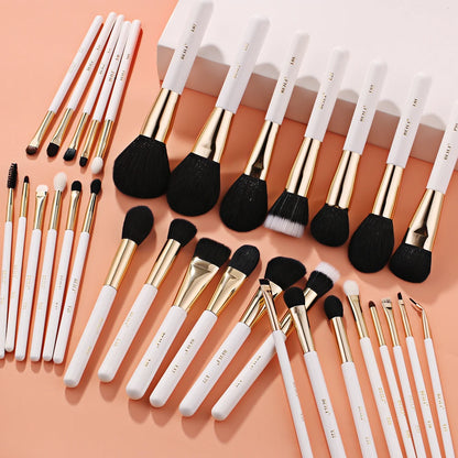 BEILI White Golden Makeup Brushes Set Professional Goat Hair Foundation Contour Bronzer Blush Kakubi Beauty brochas maquillaje