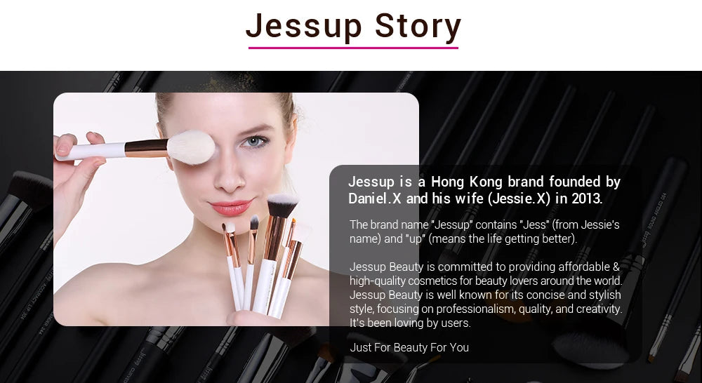 Jessup Makeup Brushes Set 15pcs Make up Brush Tools kit Eye Liner Shader natural-synthetic hair Rose Gold/Black T157