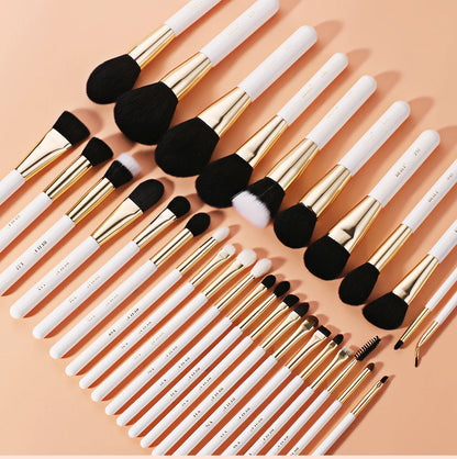 BEILI White Golden Makeup Brushes Set Professional Goat Hair Foundation Contour Bronzer Blush Kakubi Beauty brochas maquillaje