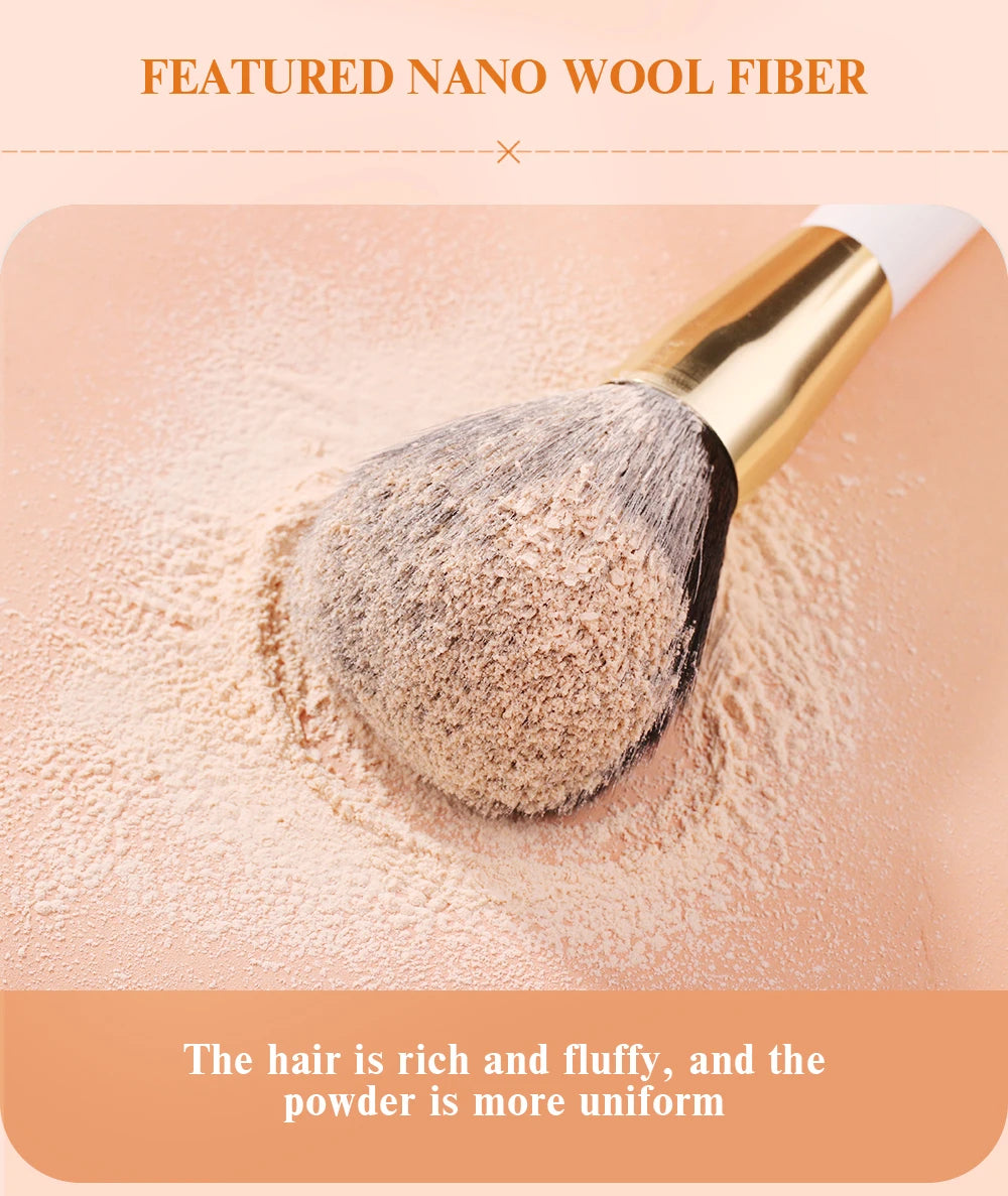 BEILI White Golden Makeup Brushes Set Professional Goat Hair Foundation Contour Bronzer Blush Kakubi Beauty brochas maquillaje
