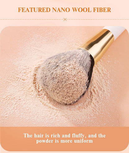 BEILI White Golden Makeup Brushes Set Professional Goat Hair Foundation Contour Bronzer Blush Kakubi Beauty brochas maquillaje
