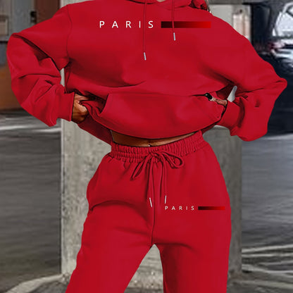Ladies Casual Hooded Printing Suit