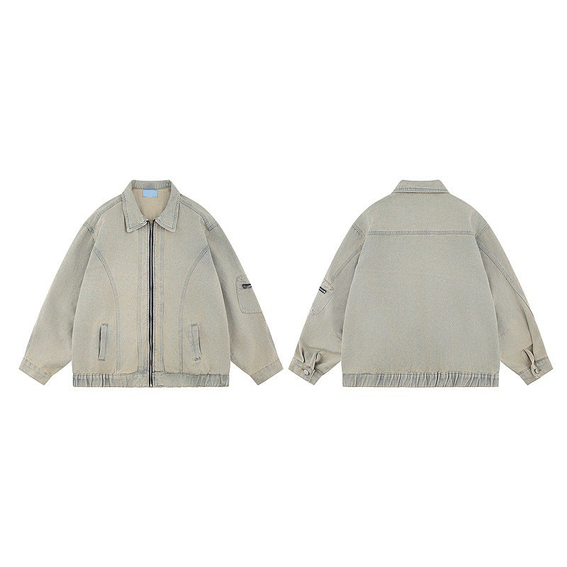 Mud colour Denim Coat For Men