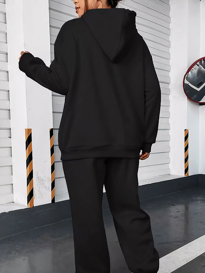 Ladies Casual Hooded Printing Suit