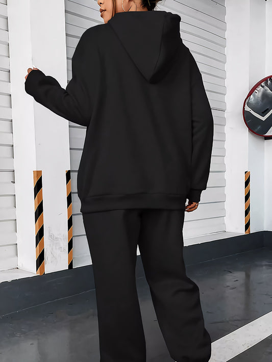 Ladies Casual Hooded Printing Suit