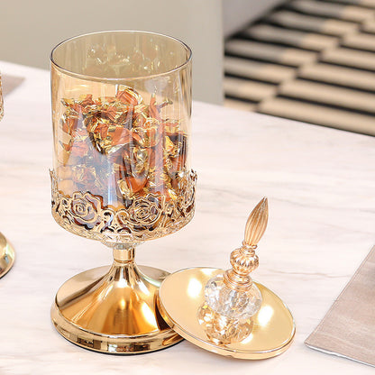 European Crystal Glass Storage Tank With Lid Decorative Ornaments