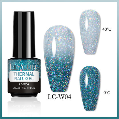 Temperature Change Glitter UV Polish Three-section Color Change
