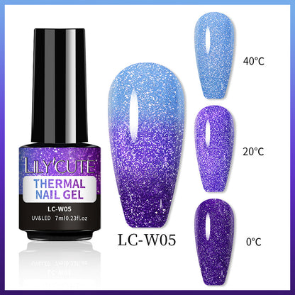 Temperature Change Glitter UV Polish Three-section Color Change
