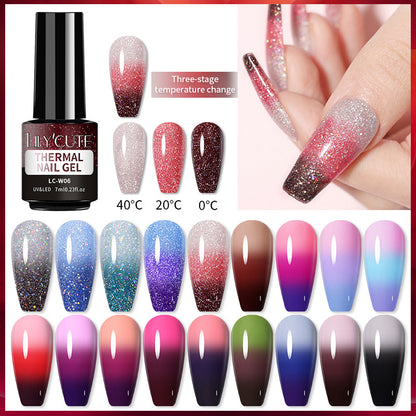 Temperature Change Glitter UV Polish Three-section Color Change