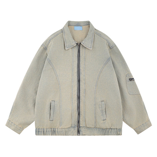 Mud colour Denim Coat For Men