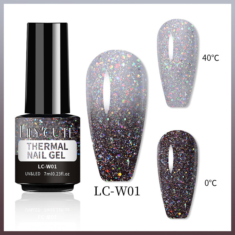 Temperature Change Glitter UV Polish Three-section Color Change