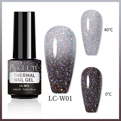 Temperature Change Glitter UV Polish Three-section Color Change